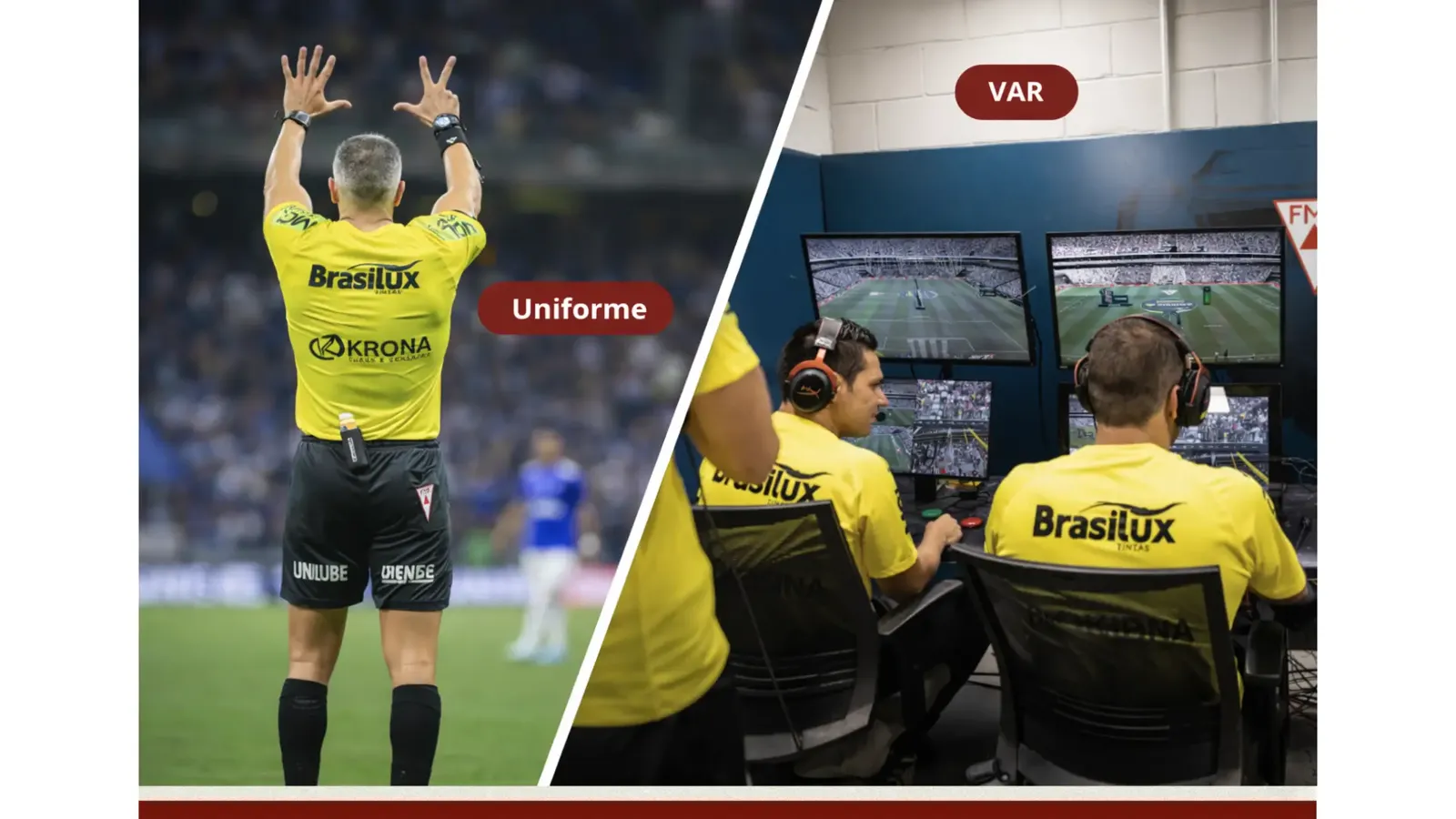 Marca no uniforme da arbitragem e no VAR
