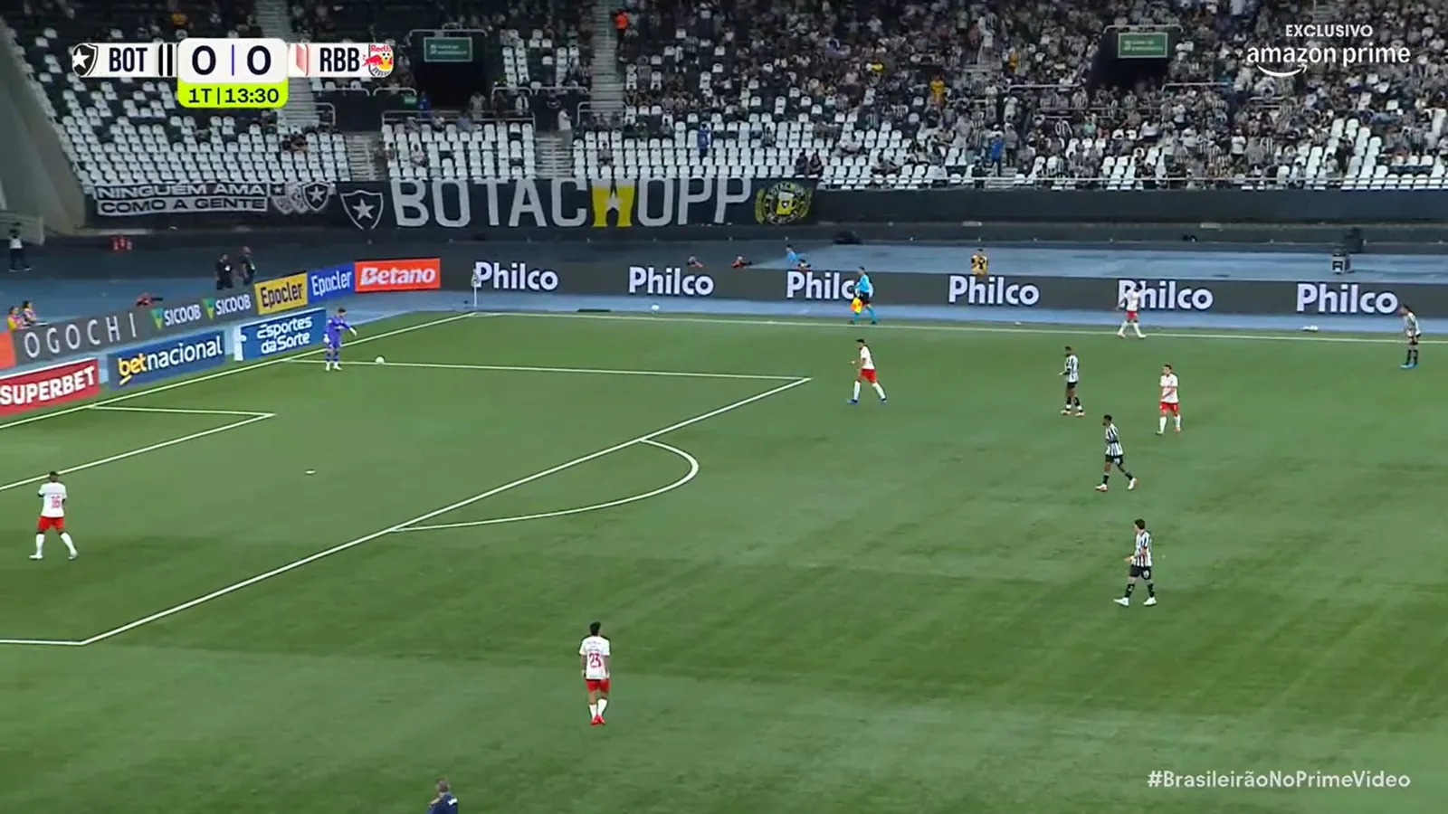 Botafogo x Bragantino com LED Philco, transmissão Prime Video